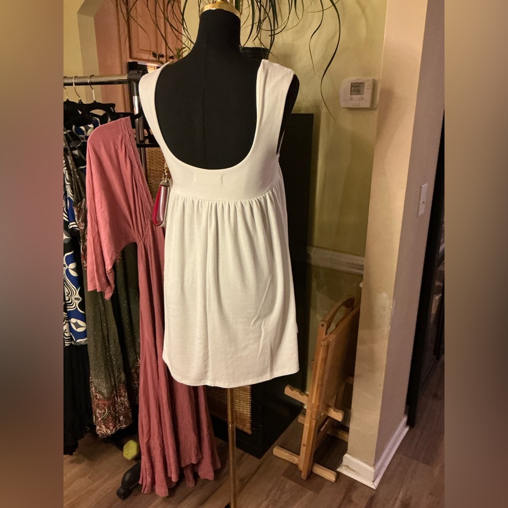 Free People Beach Mazarine Mini Dress  Ivory Sleeveless Babydoll Dress - Picture 3 of 3